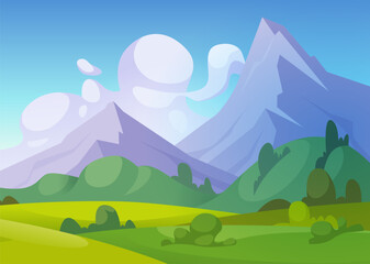 Fototapeta premium mountain. outdoor background with big mountain. vector cartoon template illustration