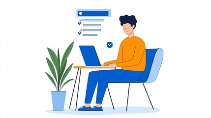 Person Typing on Laptop with Online Service Progress Bar Visible for Modern Convenience and Signup