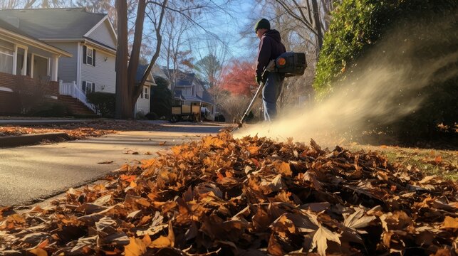 sidewalk leaf cleanup