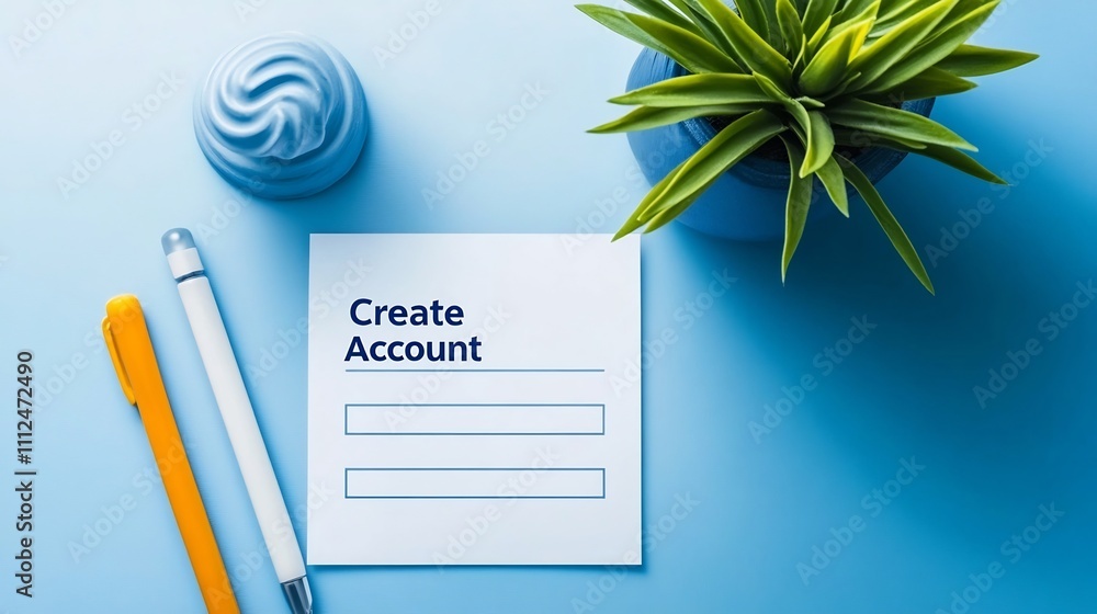 Aufkleber minimalist online form with clean interface and create account button