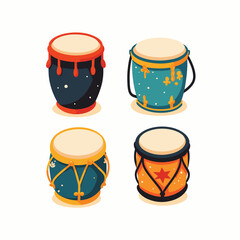 Cartoon bongo drums with bright vector @ illustration design