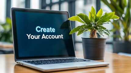 Create Your Account Overlaid on Blurred Professional Background