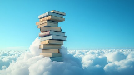 column made of books reach to the clouds