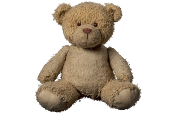 a teddy bear sitting on a white background