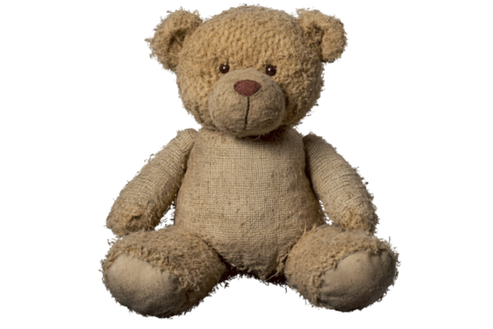 a teddy bear sitting on a white background