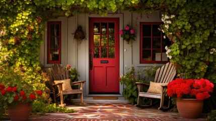 Naklejka premium red front door home