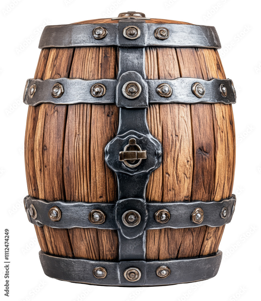 Poster crafting authentic wooden barrel design studio showcase 3d render rustic environment close-up view