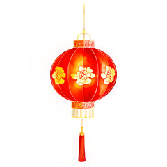 Red Chinese Lantern with Flowers.