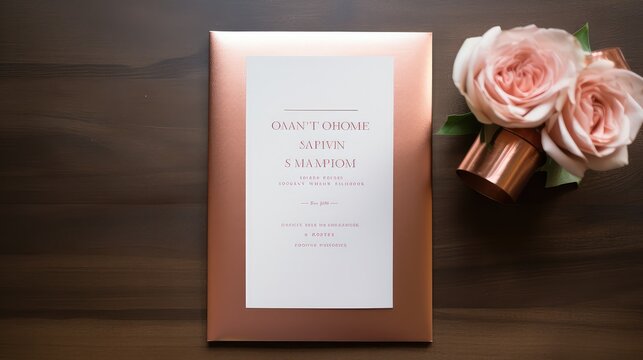minimalist rose gold invitation