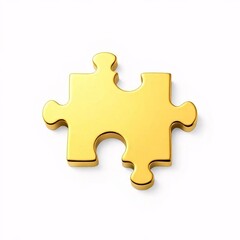 Fototapeta premium Golden puzzle piece isolated on white