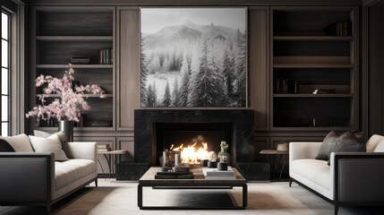 living black wood frame