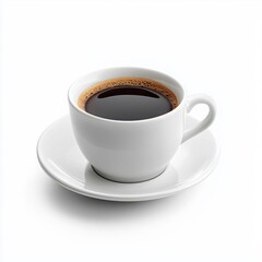 Obraz premium A cup of hot black coffee on a white isolated background.
