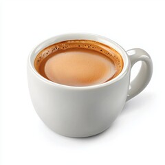 Fototapeta premium Coffee cup with rich brown beverage, white isolate background