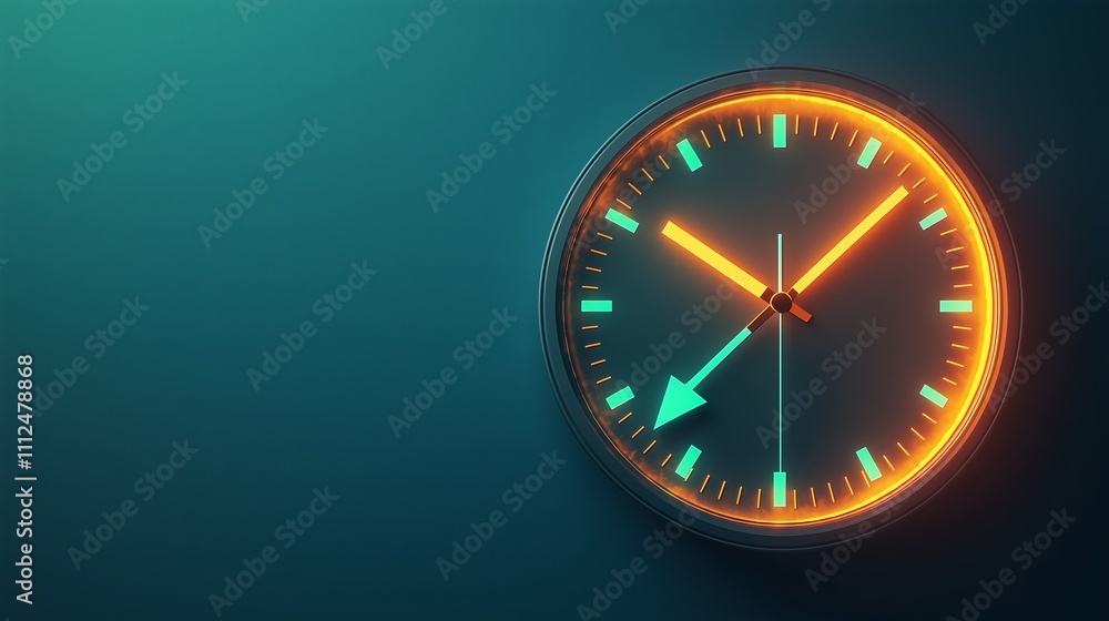 Poster modern clock design with bright color scheme