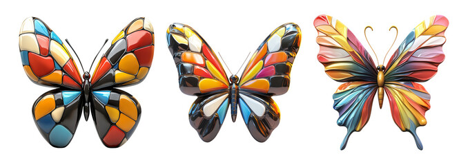 Obraz premium Colorful Butterfly Designs on Transparent Background