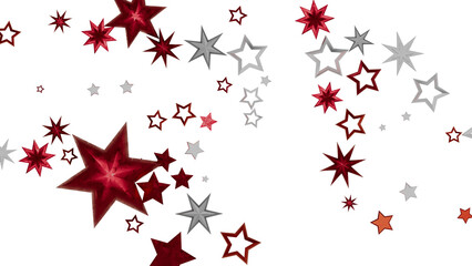 Red and Silver Stars Scattered on White