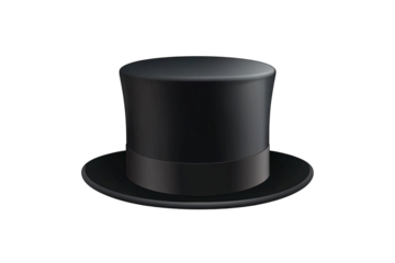 a black top hat with a black ribbon