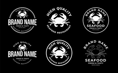 crab badge logo design. vintage seafood restaurant logo