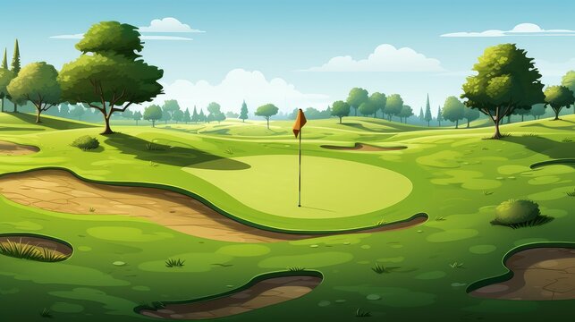 manicured golf green cartoon
