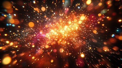 Fototapeta premium A vibrant explosion of colorful lights and particles resembling a cosmic scene.