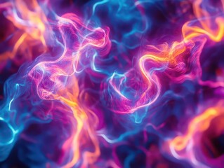 Obraz premium vibrant, psychedelic kaleidoscope of swirling waves, pulsating with electric neon hues, creating a mesmerizing visual dance of colors and shapes