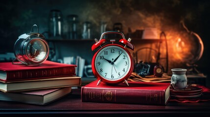 Naklejka premium messy alarm clock red