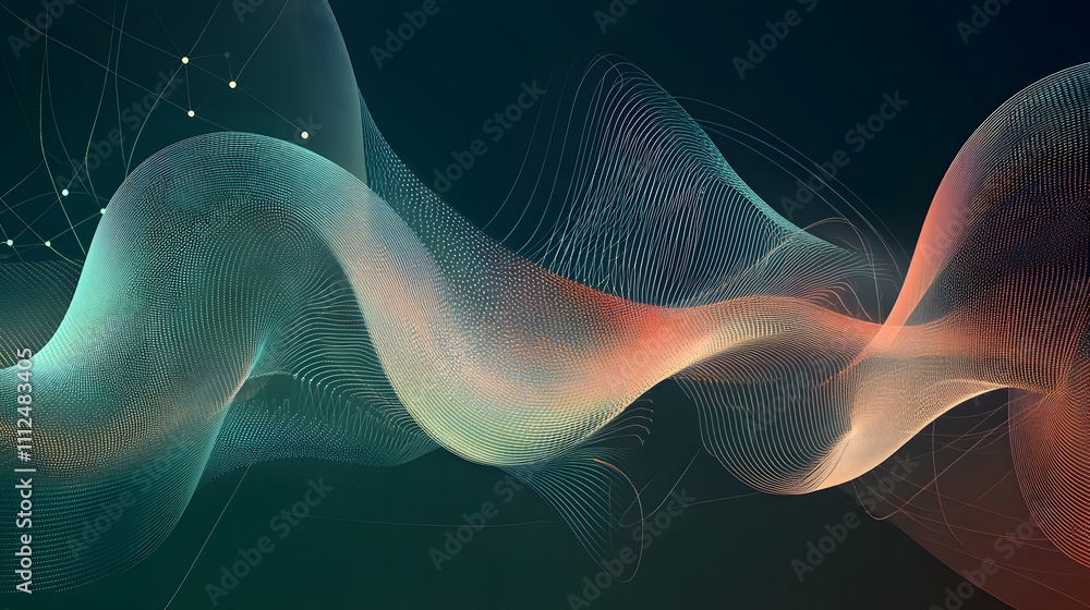 Poster abstract waves of data flowing through digital space
