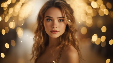 Fototapeta premium dreamy gold bokeh overlay