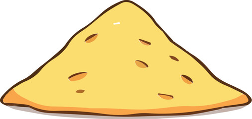 Yellow sand heap in flat design. Building materials at construction site. Vector illustration isolated.