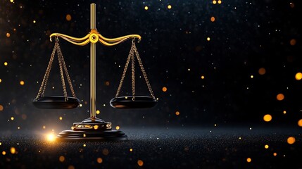 Golden Scales of Justice Shining with Authority and Fairness
