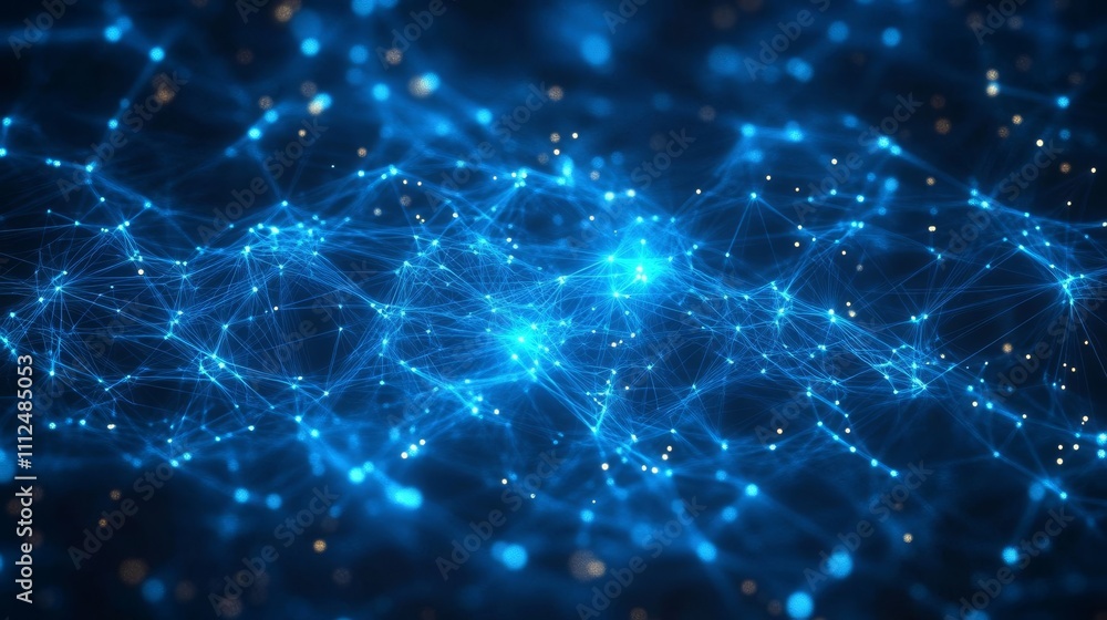 Aufkleber abstract blue glowing digital grid background with shining connections and dots. digital technology,