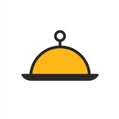 Fototapeta premium Yellow food cloche icon, restaurant symbol.
