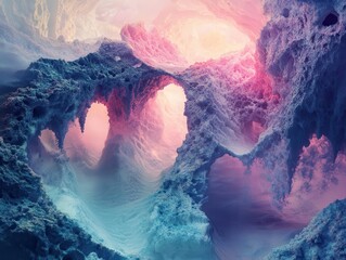 Fototapeta premium visionary concept of ai dreamscapes; a surreal landscape fusing imagination with advanced technology, featuring ethereal structures and abstract forms