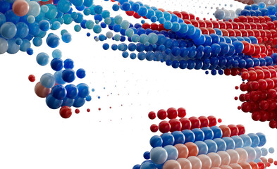 Abstract 3D Render of Colorful Spheres Flowing Dynamically
