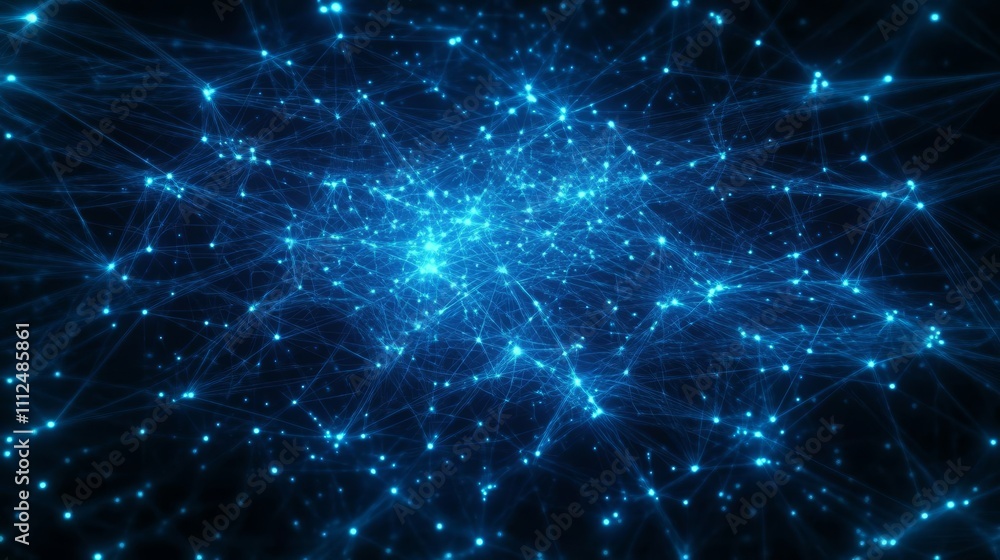 Aufkleber abstract blue glowing digital grid background with shining connections and dots. digital technology,