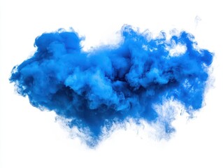 vivid blue smoke explosion on a white background, dynamic and striking, emphasizing movement and energy, perfect for creative designs and visual effects