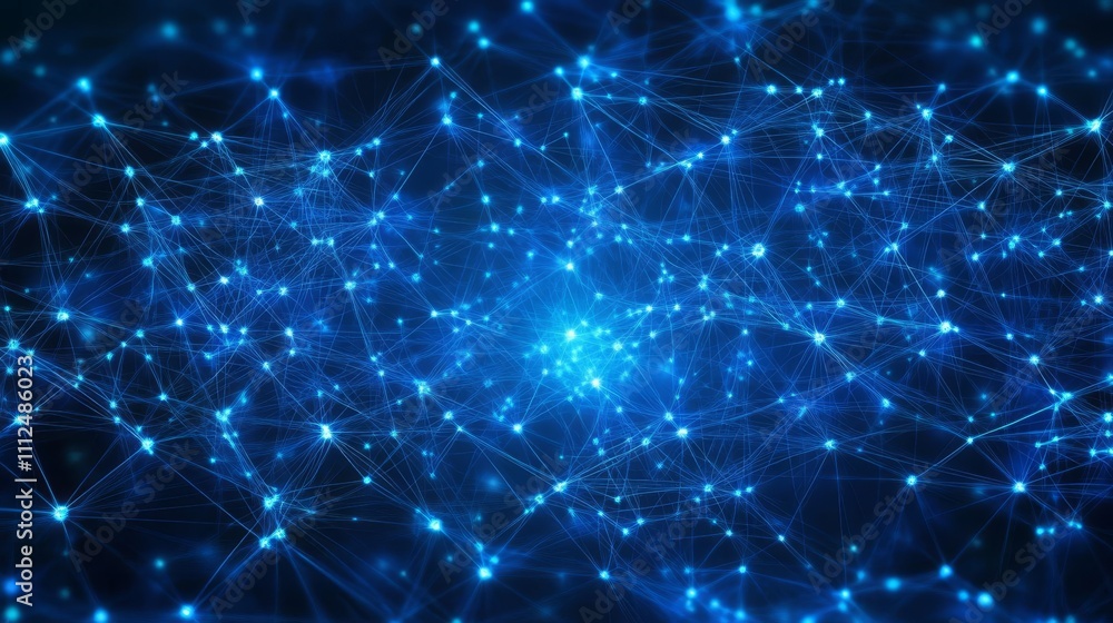 Aufkleber abstract blue glowing digital grid background with shining connections and dots. digital technology,