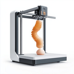 A 3D printer icon creating a simple object, all set against a white background.