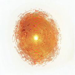 A glowing digital fingerprint in the center, symbolizing data security, with a white background.