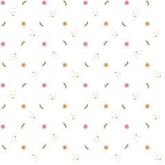 Pastel Pink Floral Pattern with Transparent Elements, Wild Flowers, and Simple Nature Decor for Fabric
