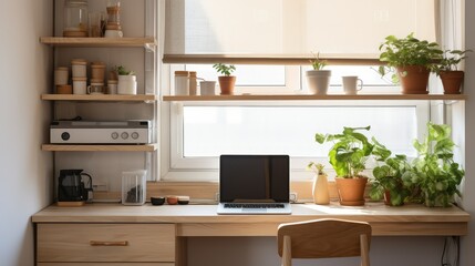 built kitchen desk