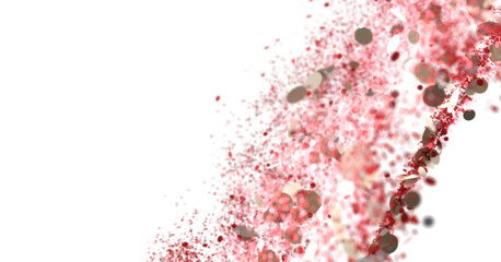 Red and Beige Glitter Explosion on White Background