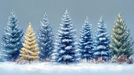 Obraz premium Snow-Covered Group of Trees.
