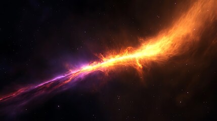 Fototapeta premium A colorful nebula in a dark expanse with luminous streaks of purple and yellow gases