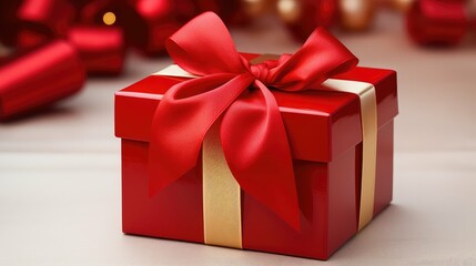 Fototapeta premium festive gift red bow