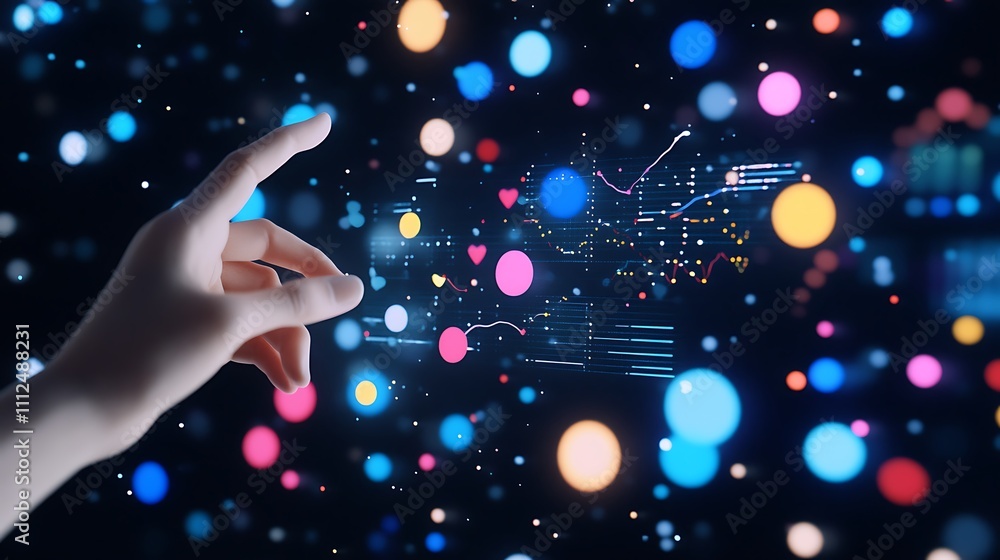 Aufkleber creative data visualization and analysis in a cosmic and colorful environment