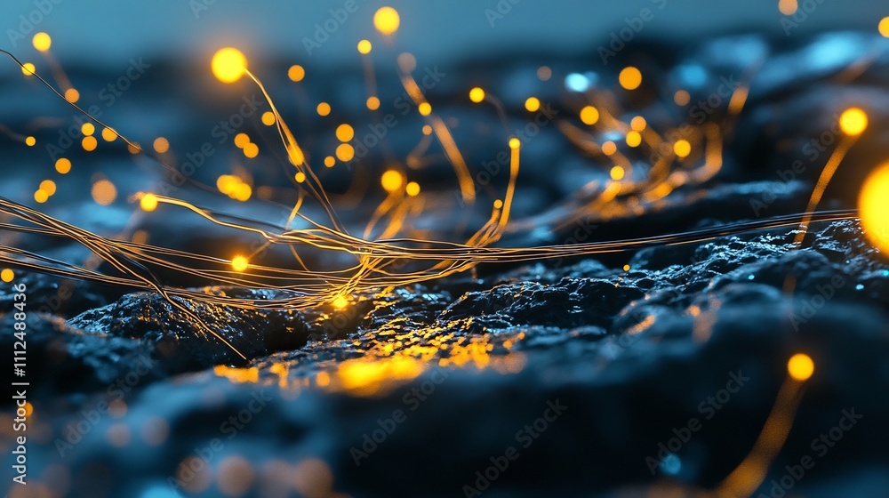 Aufkleber dissolving fiber optic strands symbolizing dynamic data flow and futuristic technology