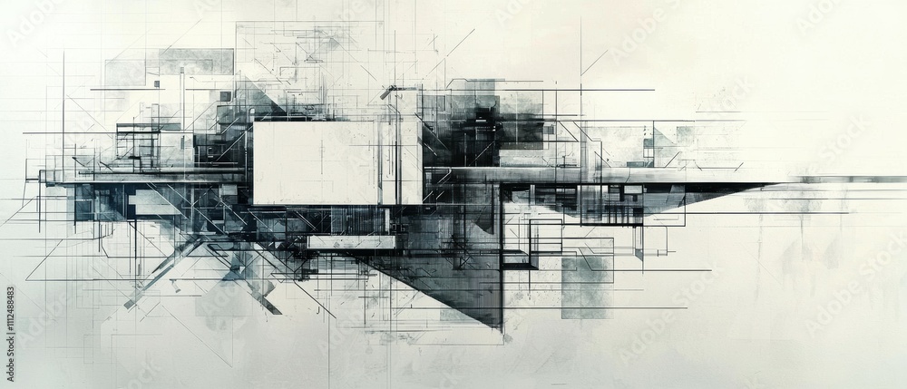 Poster modern studio art architectural design process of abstract repeating squares with dynamic view