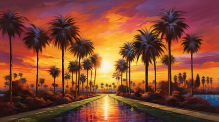 Fototapeta premium picturesque palm tree road