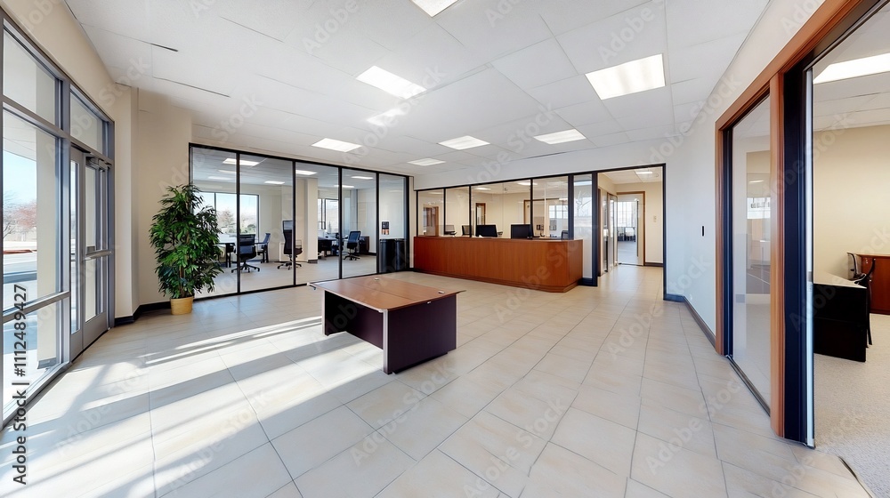 Poster flexible open-concept office with rolling partitions for collaborative teamwork